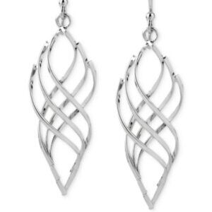 Touch of Silver Swirled Drop Earrings in Silver-Plated Metal 3 for $10.00
